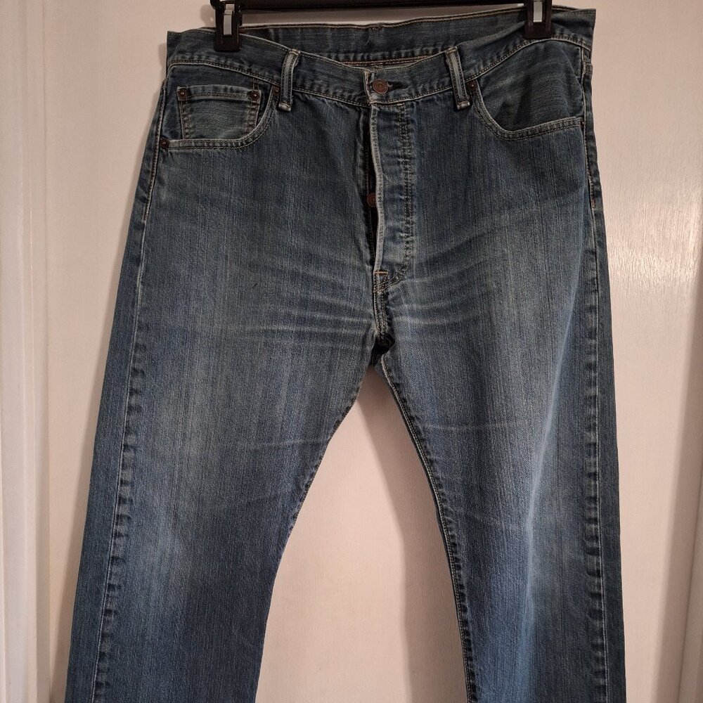 Levi's 501 Classic button fly blue jeans.  36 x 30